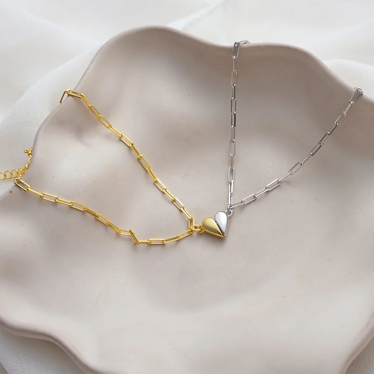 Charming Heart Paperclip Bracelet Set