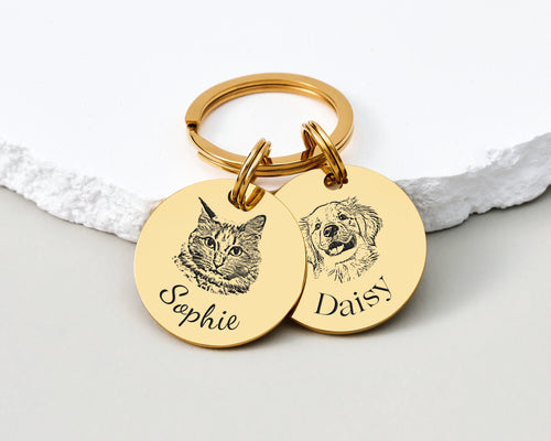 Engraved Pet Portrait Keychain