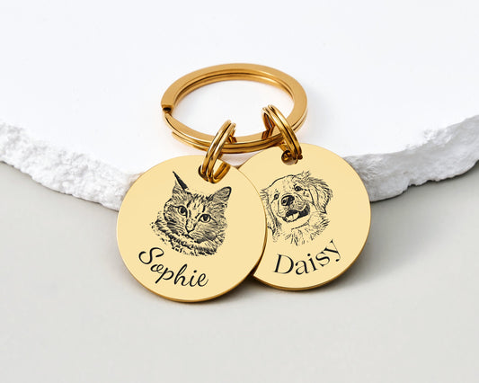 Engraved Pet Portrait Keychain
