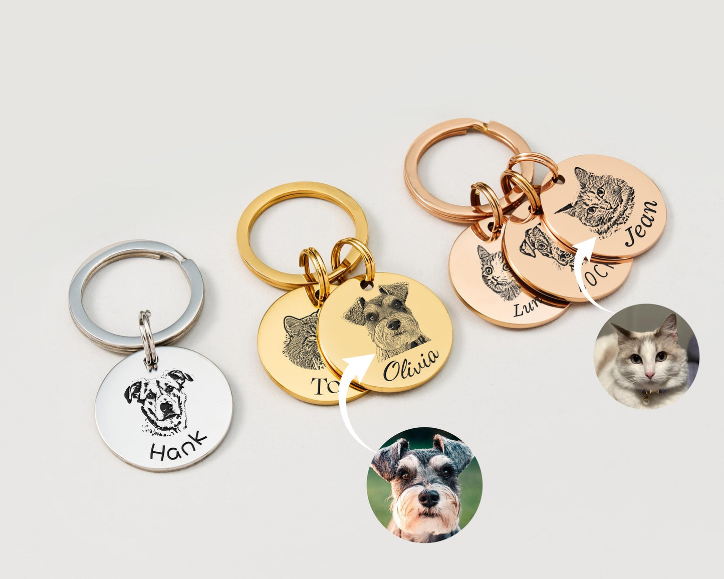 Engraved Pet Portrait Keychain