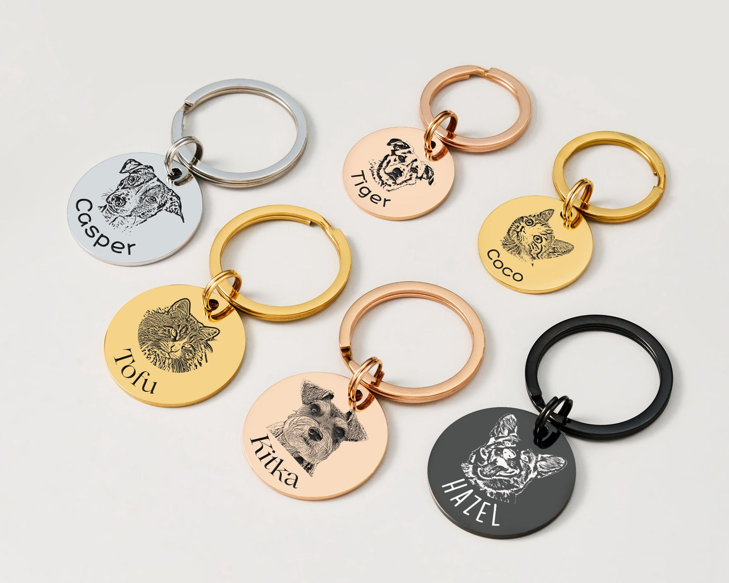 Engraved Pet Portrait Keychain
