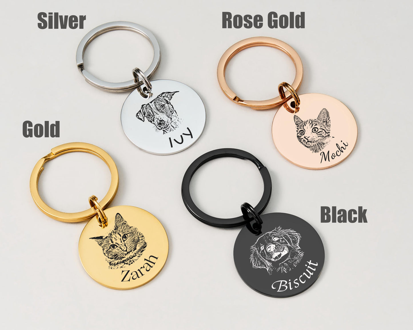 Engraved Pet Portrait Keychain