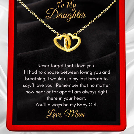 Emily - 'To My Daughter' Interlocking Gold Heart Necklace