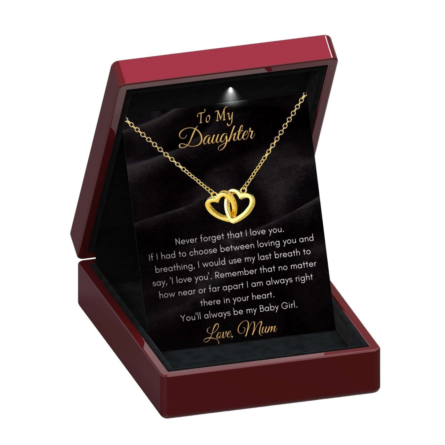 Emily - 'To My Daughter' Interlocking Gold Heart Necklace