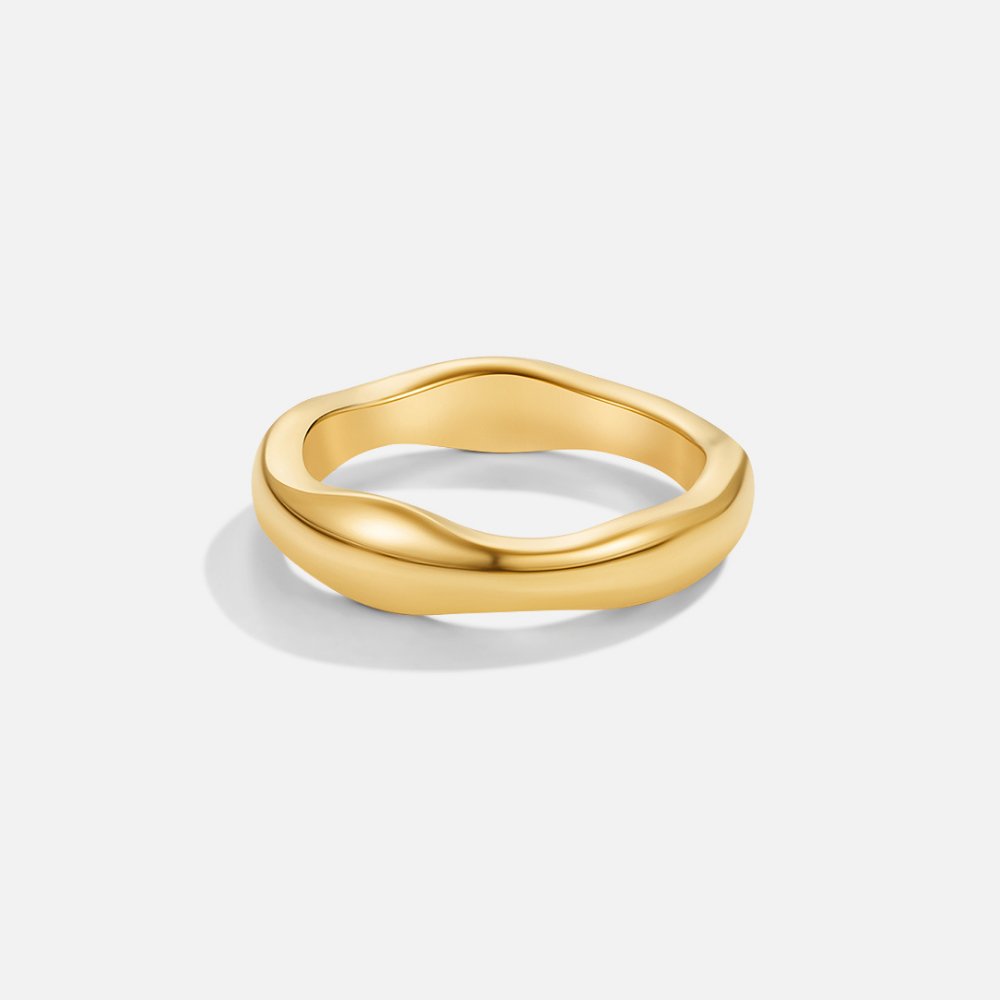 Evan - Gold Wave Ring Set