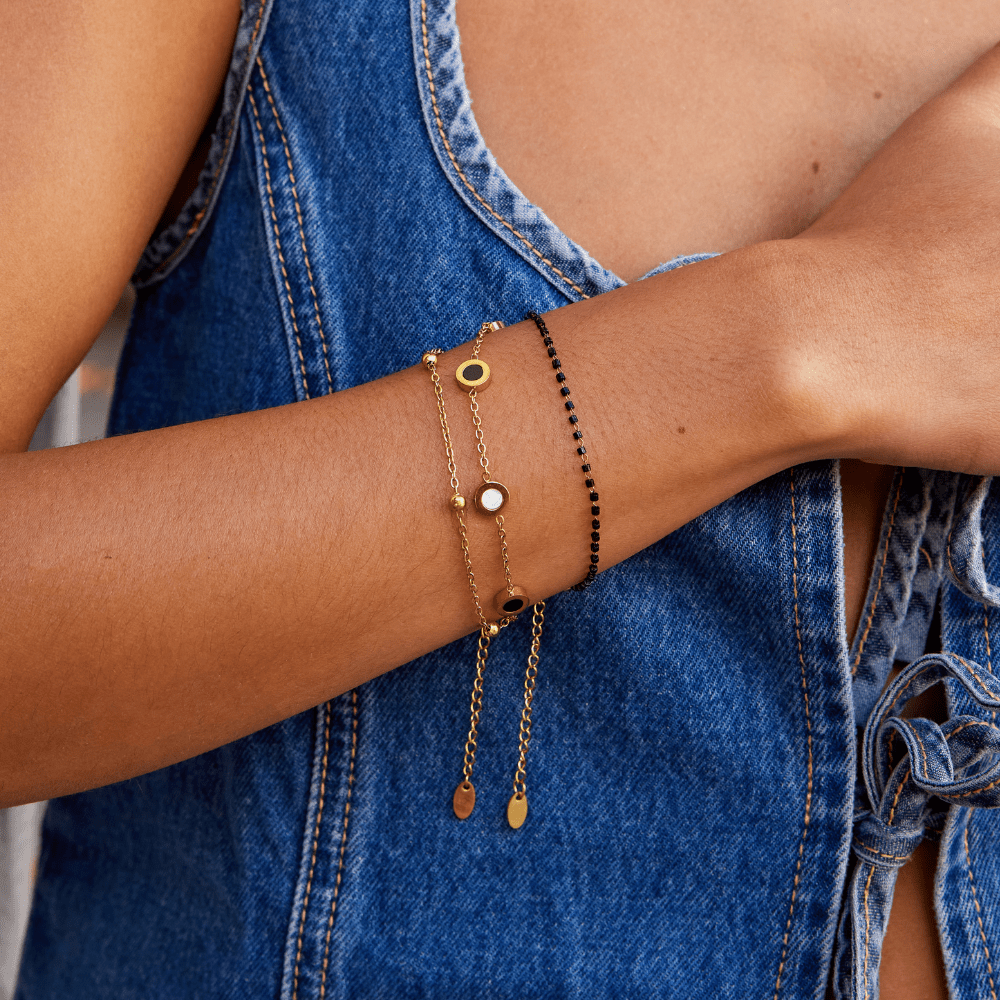 Sophia - Onyx & White Stone Bracelet