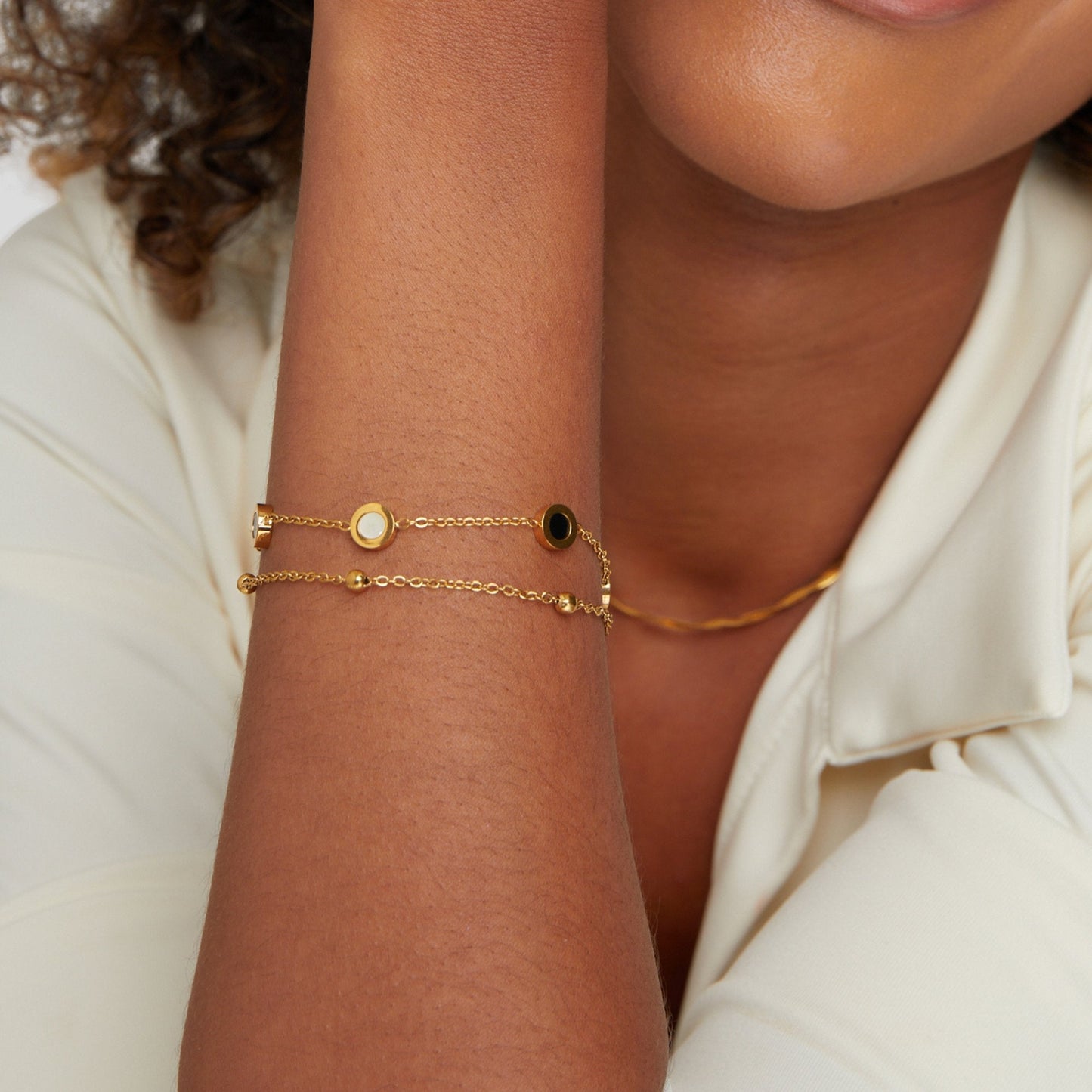 Sophia - Onyx & White Stone Bracelet