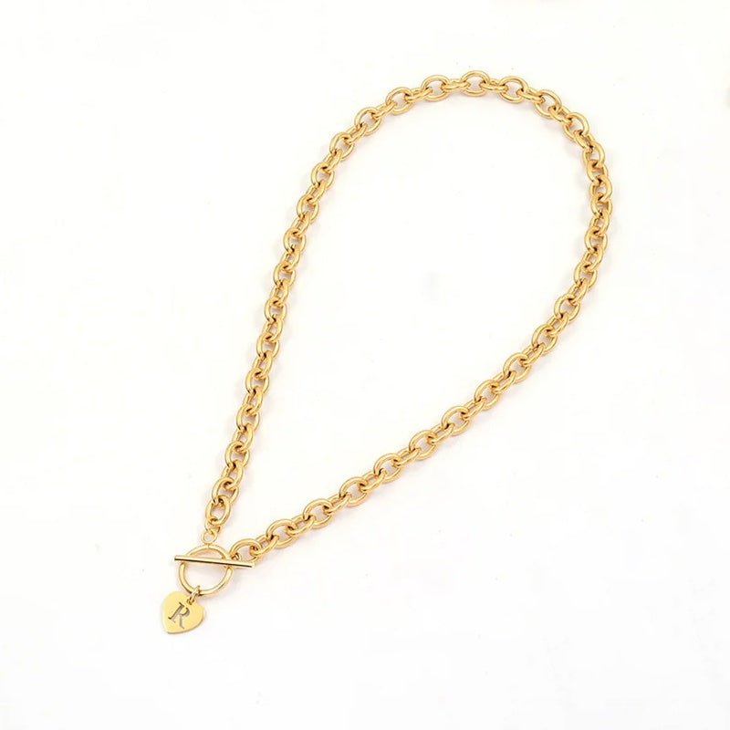 Daisy - Paperclip Heart Letter Initial Choker Necklace