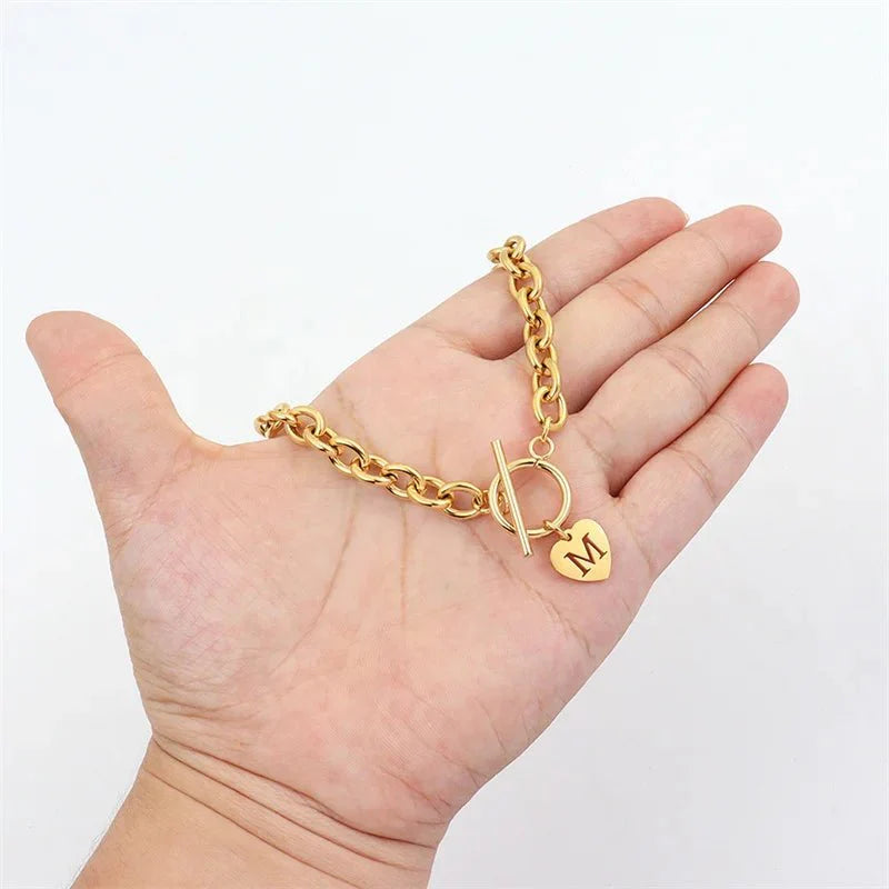 Daisy - Paperclip Heart Letter Initial Choker Necklace