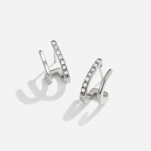 Hannah - Silver & Crystal Claw Earrings