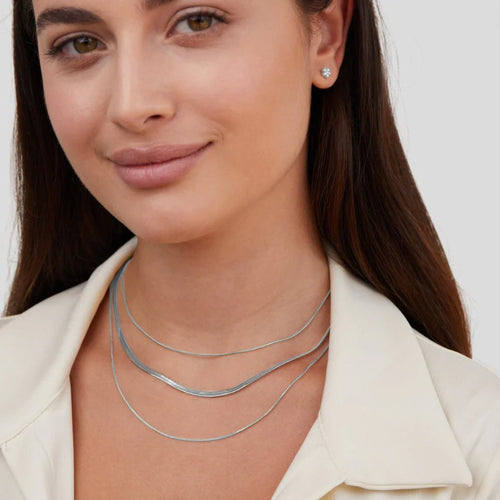 Bia - Multi Layered Silver Chain Necklace