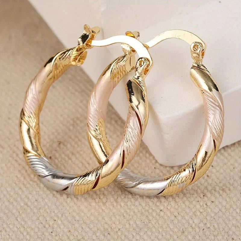 Evelyn - Triple Contrast Wrap Hoop Earrings