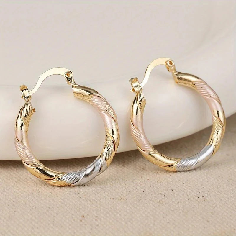 Evelyn - Triple Contrast Wrap Hoop Earrings