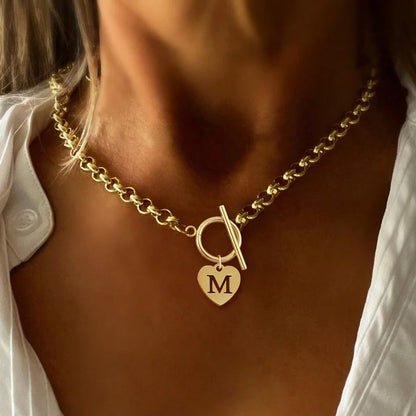 Daisy - Paperclip Heart Letter Initial Choker Necklace