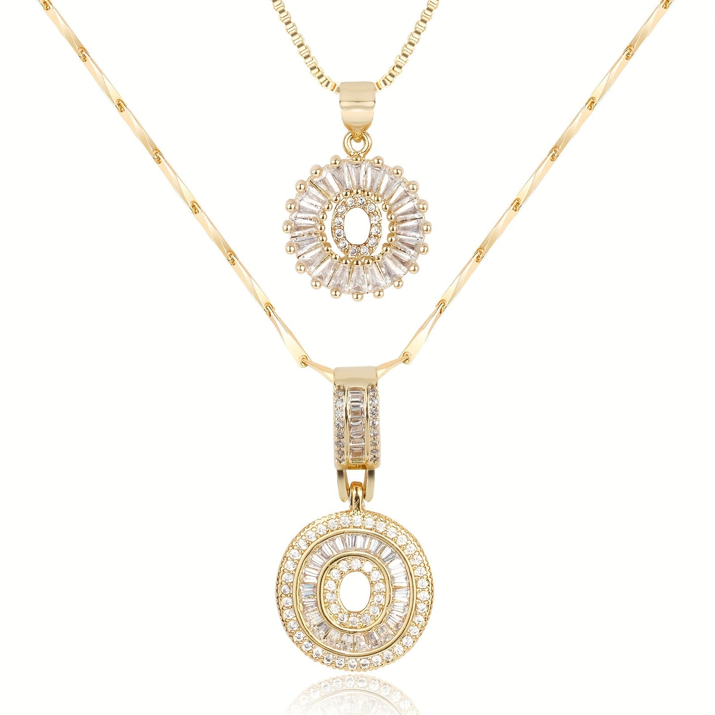 Corlina - 2 pc 14k Diamond Letter Initial Necklace