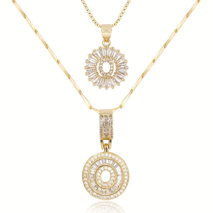 Corlina - 2 pc 14k Diamond Letter Initial Necklace