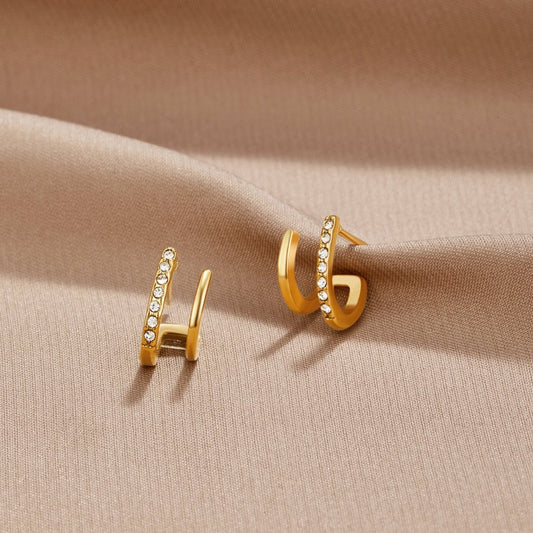 Hannah - Gold & Crystal Claw Earrings