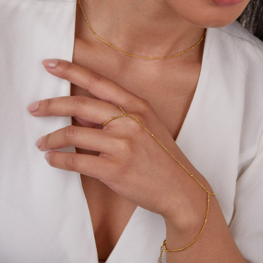 Kaya - 18K Gold Hand Chain Bracelet