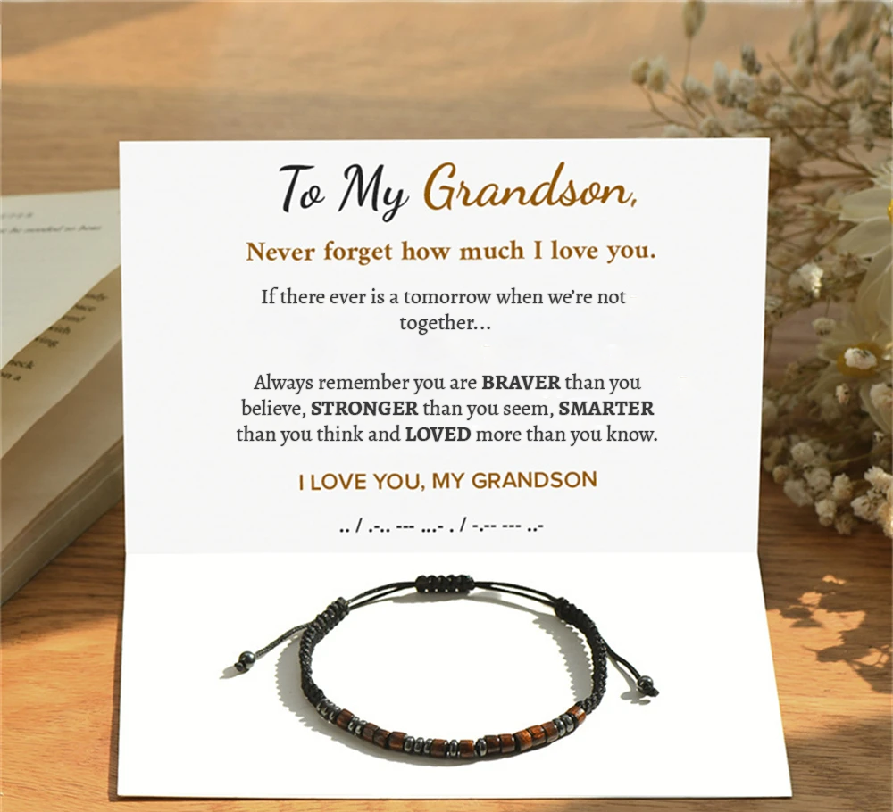 To My Grandson - Morse Code Bracelet