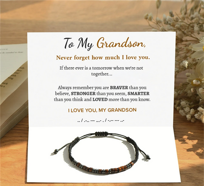 To My Grandson - Morse Code Bracelet