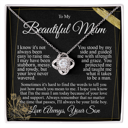 To My Mum - I Love You from Son - Knot Necklace