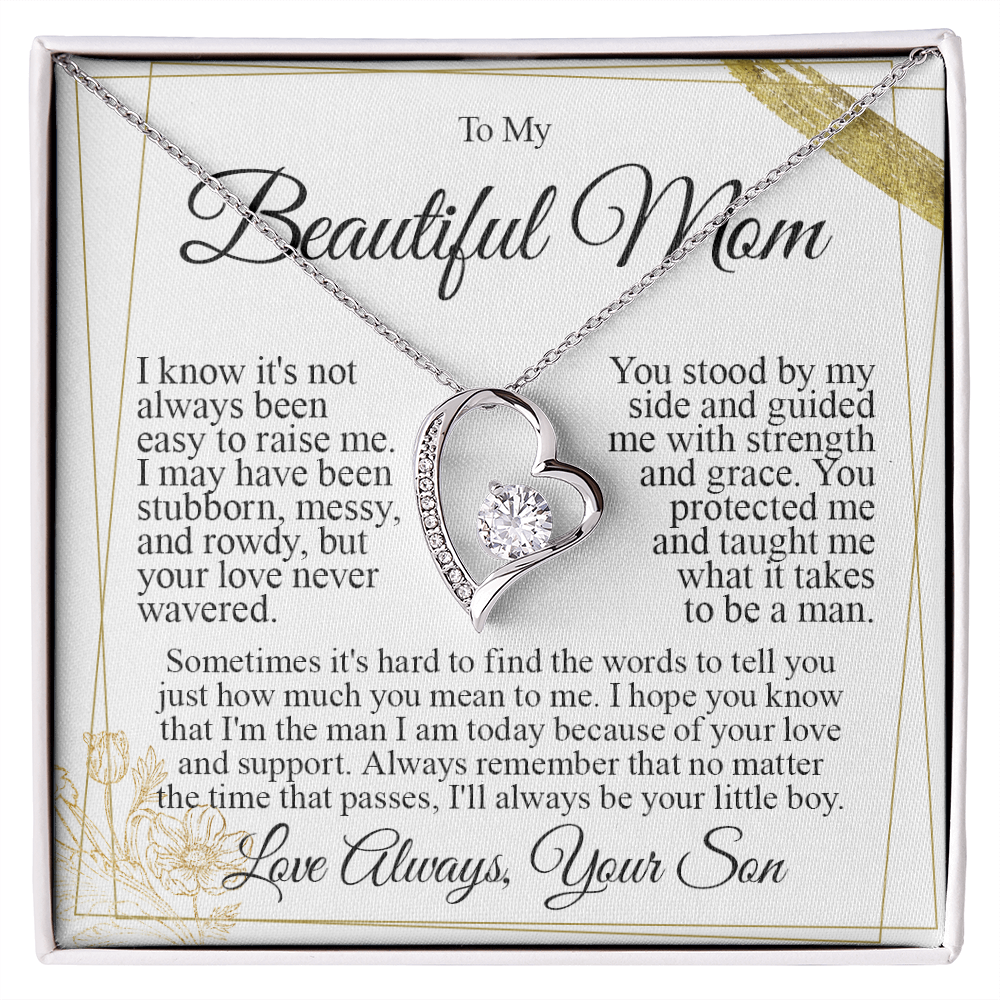 To My Mom - Love You Heart Necklace