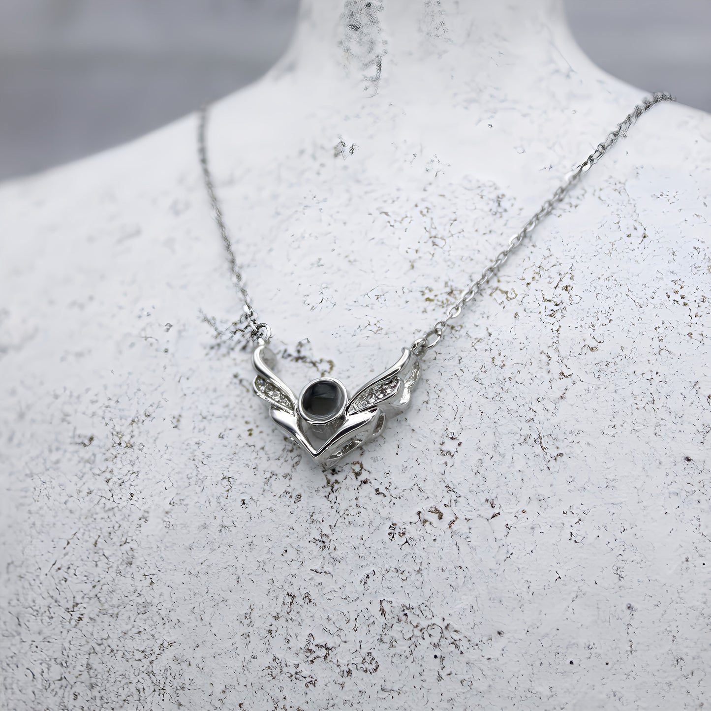 Crystal Angel Wings Projection Necklace