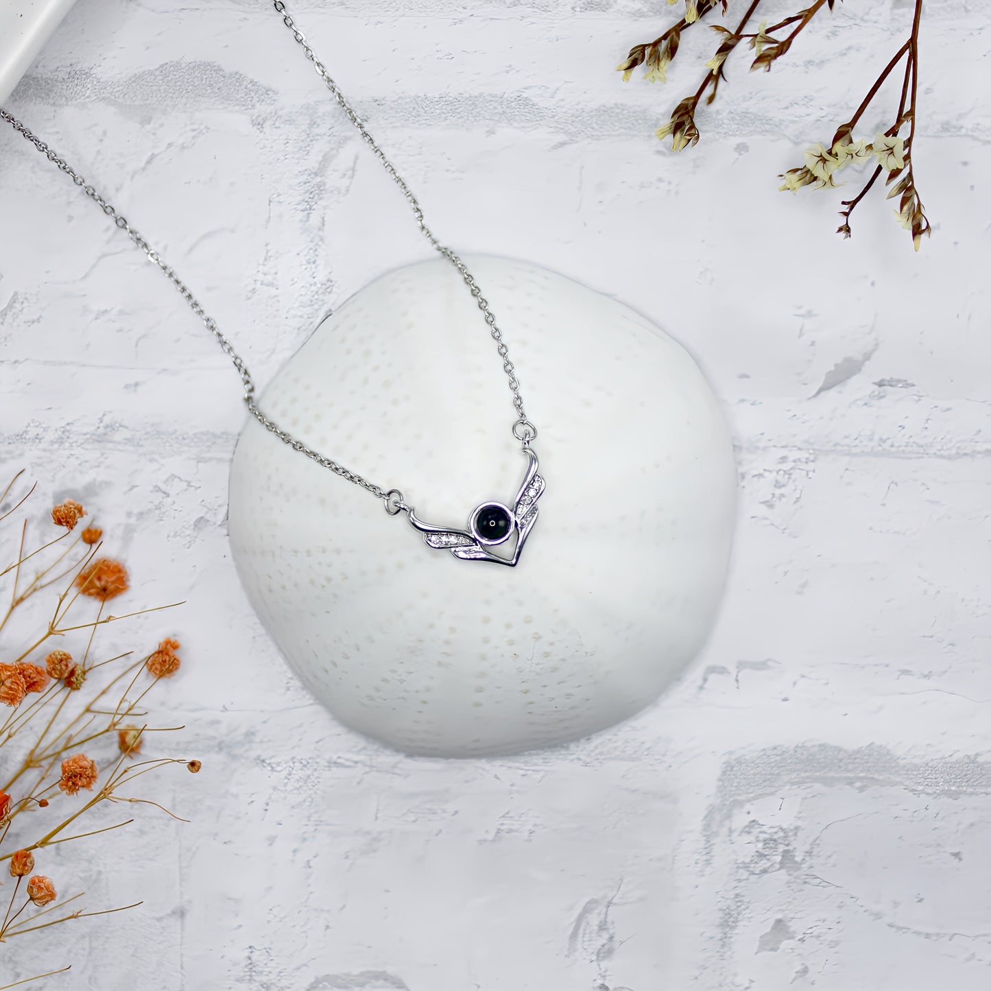 Crystal Angel Wings Projection Necklace