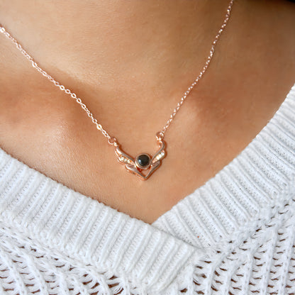 Crystal Angel Wings Projection Necklace