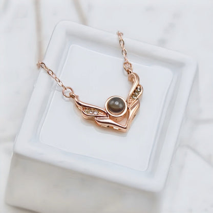 Crystal Angel Wings Projection Necklace