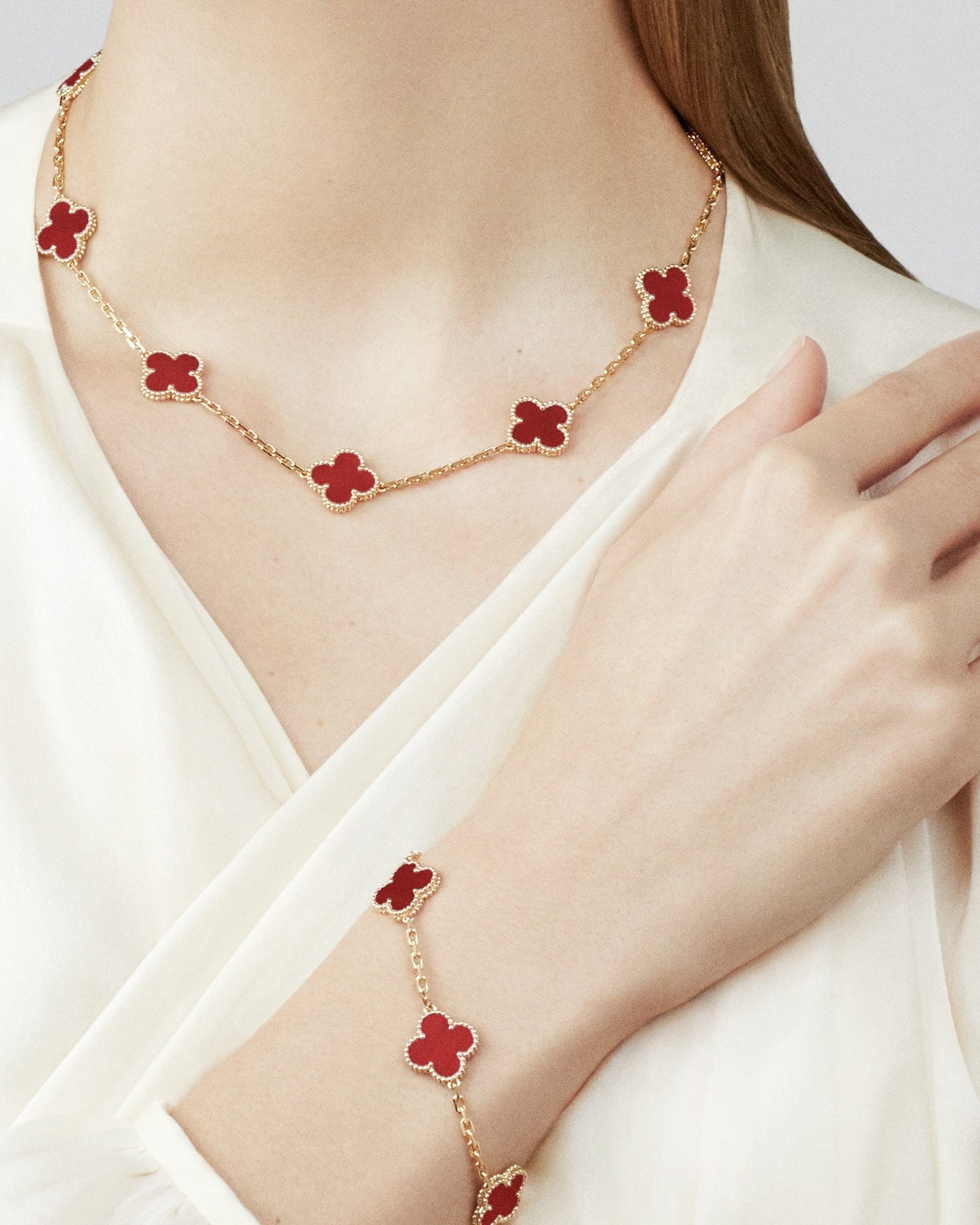 Cathy - Clover Necklace Red