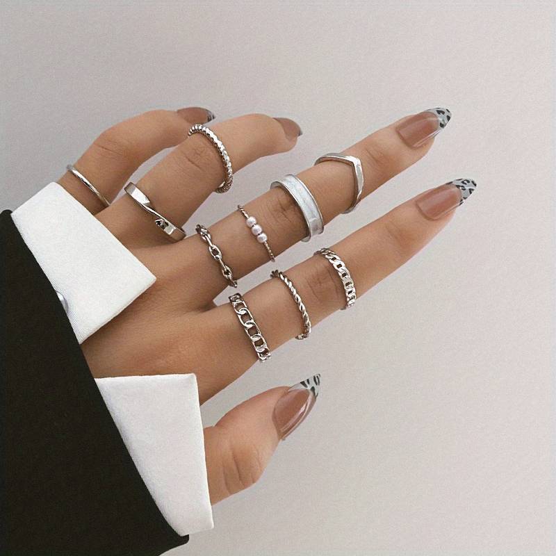 10 Pieces Style Rings - Trendy Mix & Match Rings