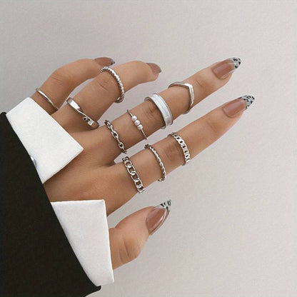 10 Pieces Style Rings - Trendy Mix & Match Rings