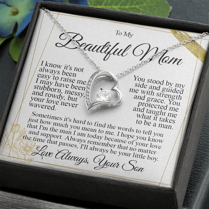 To My Mom - Love You Heart Necklace