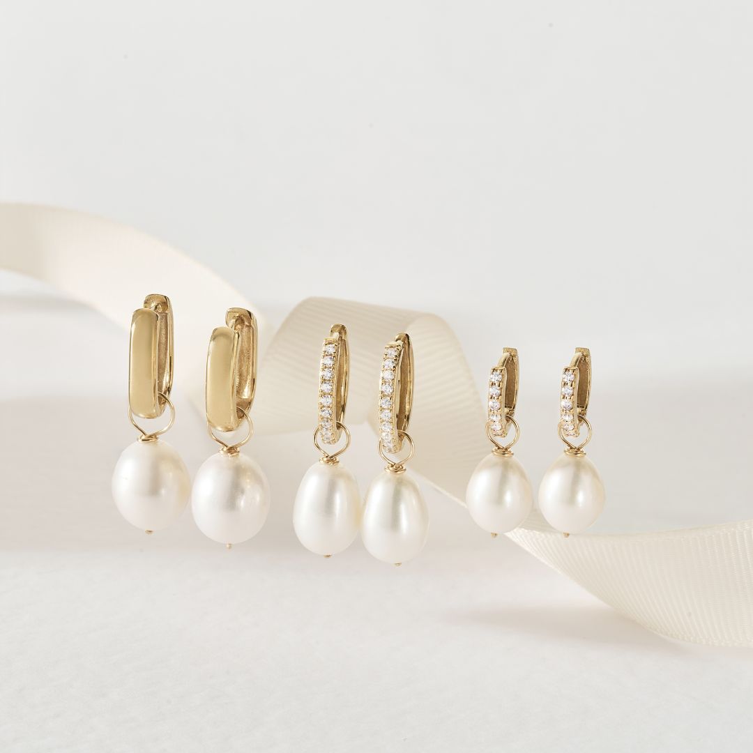 Diamond-Style Gold Drop Hoop Earrings