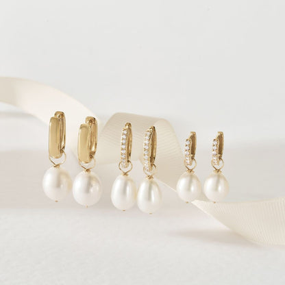 Diamond-Style Gold Drop Hoop Earrings