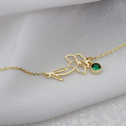 Birthday Flower Bracelet - Bracelet with Birthstone and Blossom
