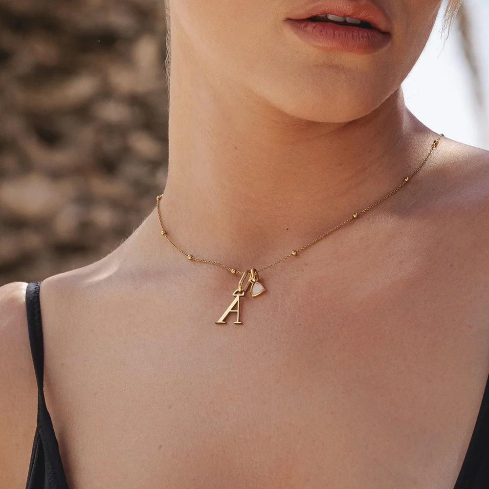 Remi - Personalised Initial & Droplet Birthstone Necklace