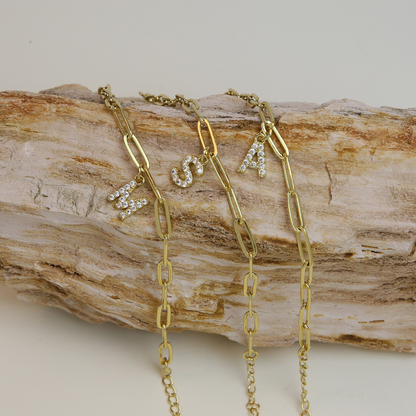 Elina - Dainty Paperclip Letter Initial Bracelet