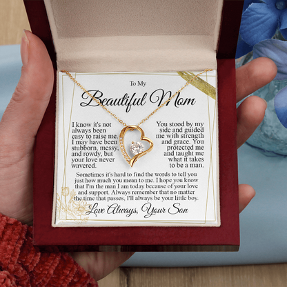 To My Mom - Love You Heart Necklace