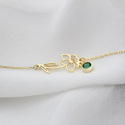 Birthday Flower Bracelet - Bracelet with Birthstone and Blossom