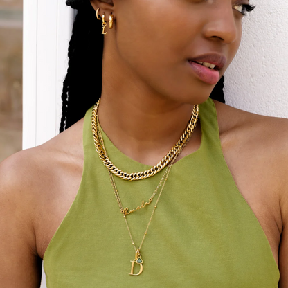 Remi - Personalised Initial & Droplet Birthstone Necklace