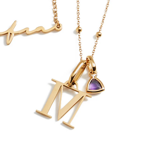 Remi - Personalised Initial & Droplet Birthstone Necklace