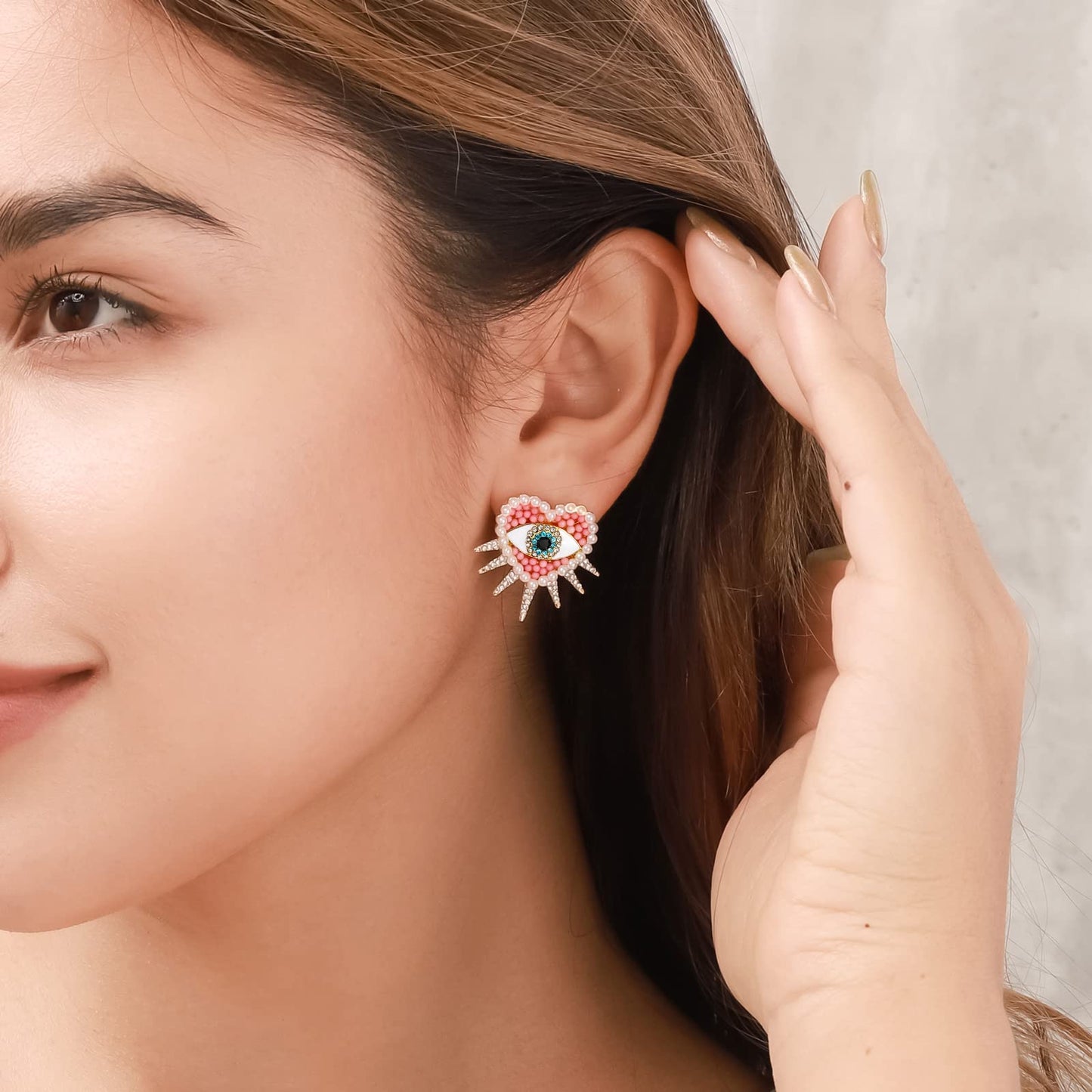 Zara - Heart Sun Diamond Evil Eye Earrings