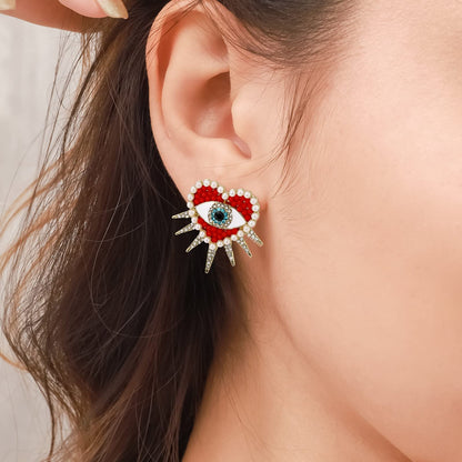 Rae - Heart Sun Diamond Evil Eye Earrings