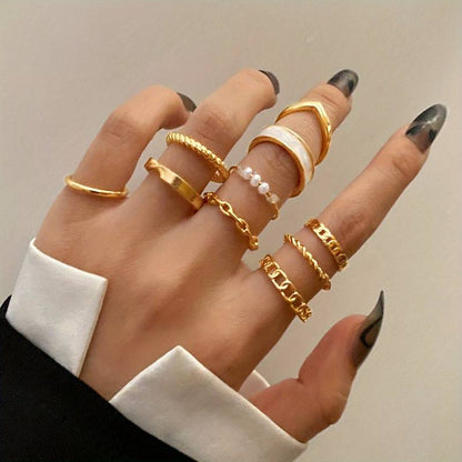 10 Pieces Style Rings - Trendy Mix & Match Rings