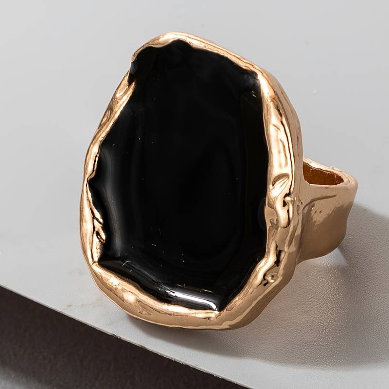 Classic Black Stone Oversized Ring - Classic Exaggerated Black Ring