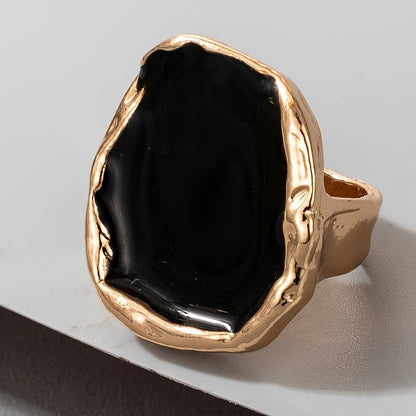 Classic Black Stone Oversized Ring - Classic Exaggerated Black Ring