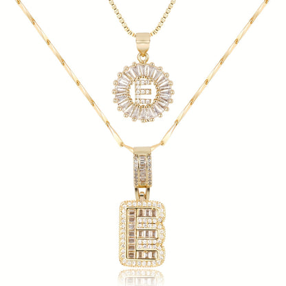 Corlina - 2 pc 14k Diamond Letter Initial Necklace