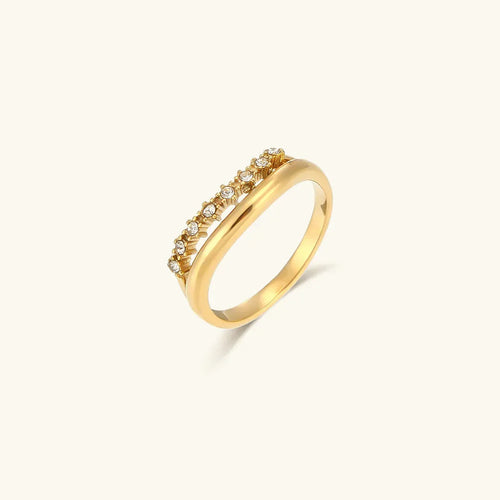 Priscilla - Diamond Simulant Gold Ring